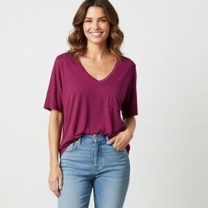 Aritzia Wilfred  Free Libre T-Shirt Oversized V-neck Short Sleeve Purple Size XS